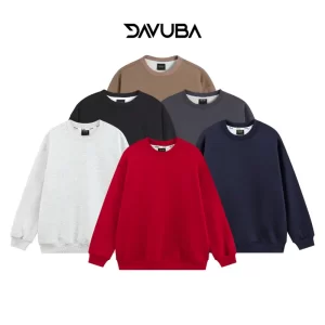 ÁO SWEATER DAVUBA NỈ LÔNG CÁO CỔ TRÒN NAM NỮ FORM RỘNG CỔ TRÒN SM042