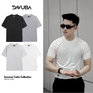 Áo thun gân trơn [Form Fix Bó Sát] DAVUBA SM091