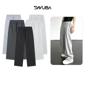 Quần nỉ 2 da DAVUBA nam nữ ống rộng 2in1 SM123