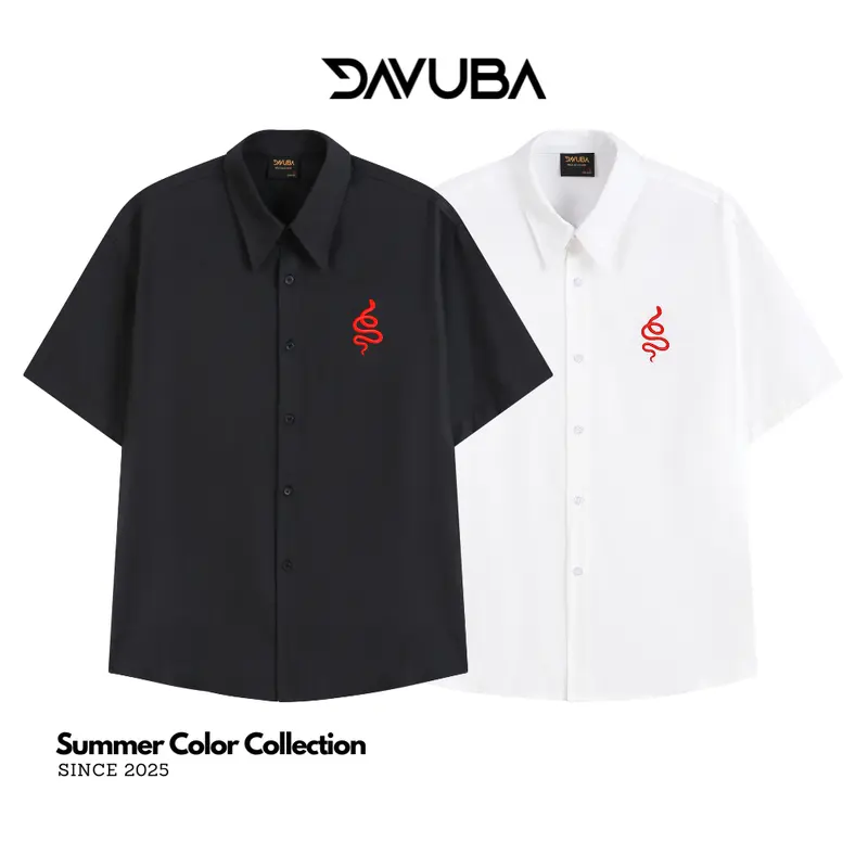 [DAVUBA] ÁO SƠ MI OXFORD RED SNAKE - JOKER CỌC TAY NAM NỮ SM132