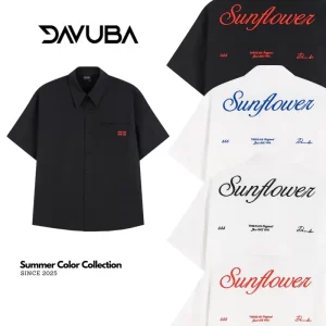 [DAVUBA] ÁO SƠ MI OXFORD SUNFLOWER BOXY CỌC TAY NAM NỮ SM133