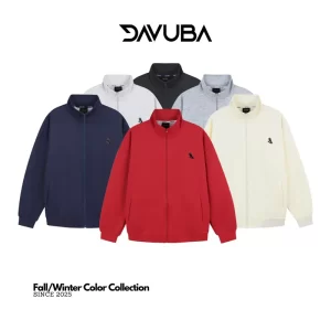 [DAVUBA] Áo Khoác Sweater Zip Logo Kim Loại Chất Nỉ 2 Da Nam Nữ Cao SM155