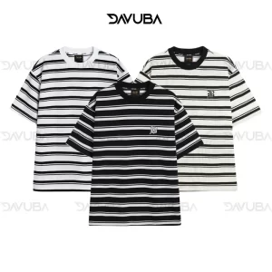 Áo thun kẻ sọc DAVUBA nam nữ cọc tay cổ tròn SM059